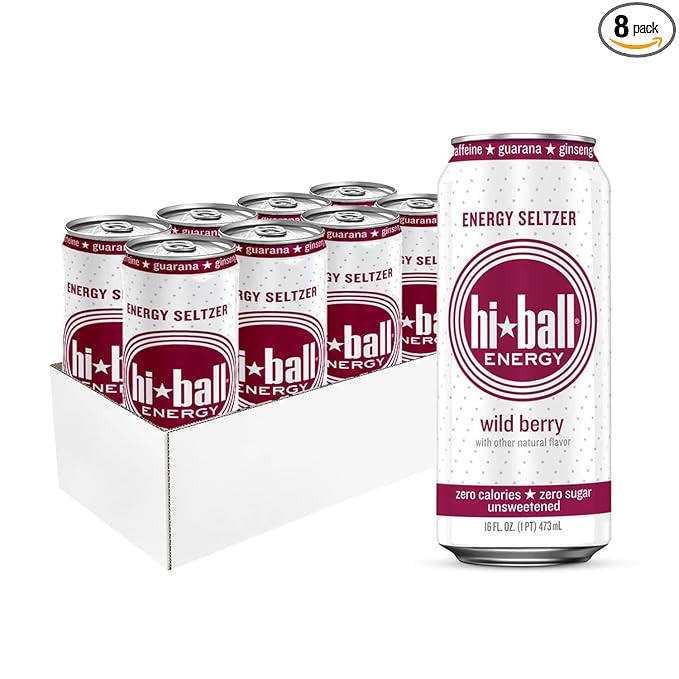 Hiball Clean Energy Drink - Wild Berry - Zero Sugar, Zero Calorie Sparkling Water with 160mg