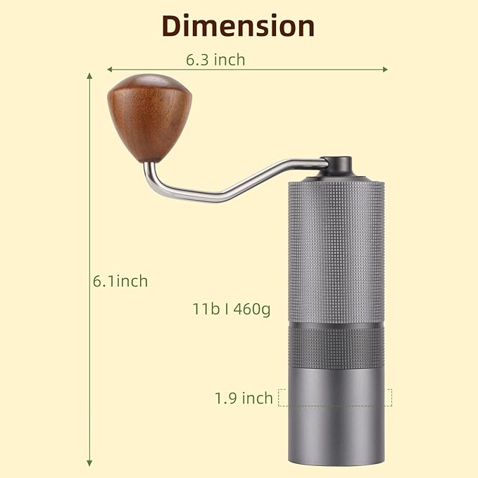Popsweet C38 Manual Coffee Grinder With Detachable Stainless Steel Tapered Outer Burrs, Grinding