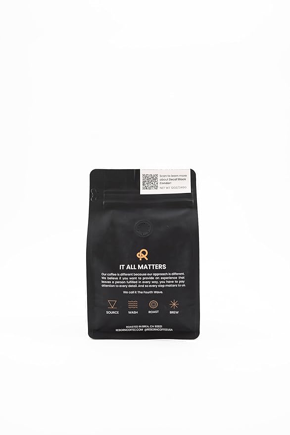 Reborn Coffee Specialty Whole Bean Decaf Coffee, Medium Roast, 12 Ounce, Colombia Condor Tolima
