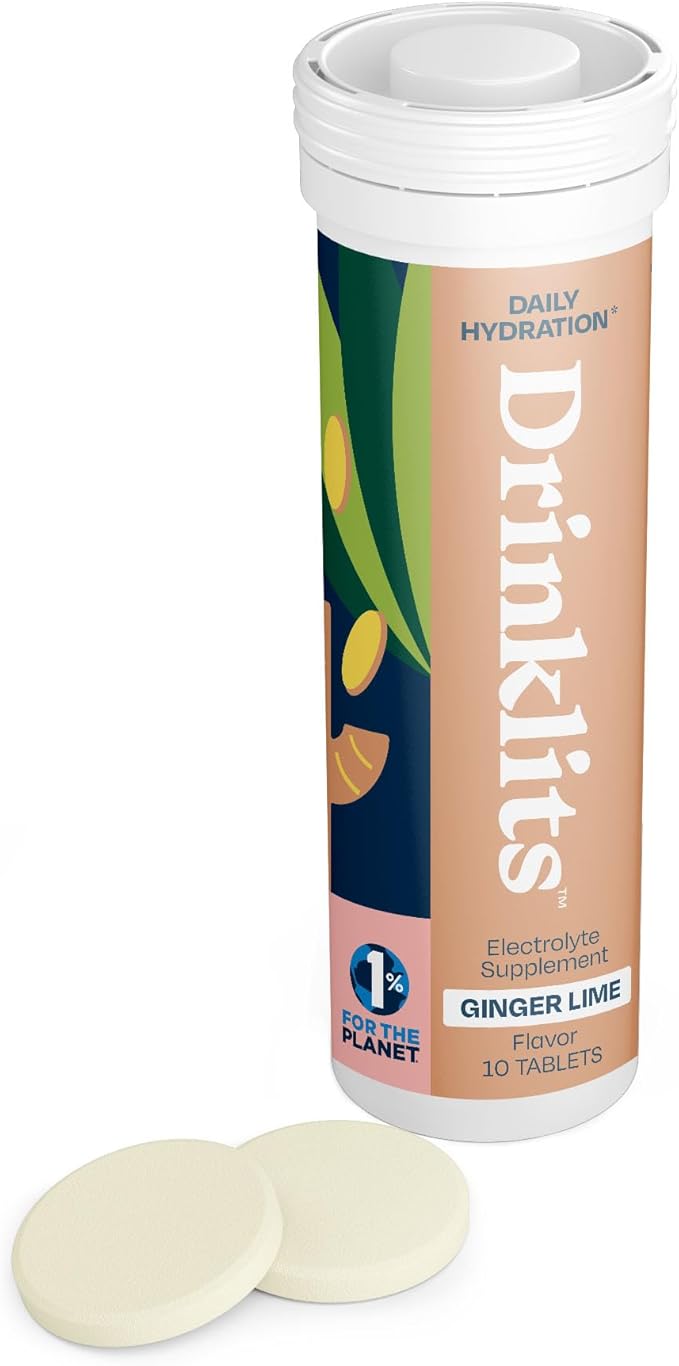 Drinklits Ginger Lime Electrolyte Tablets for Hydration | Great Taste - 0g Sugar - Essential