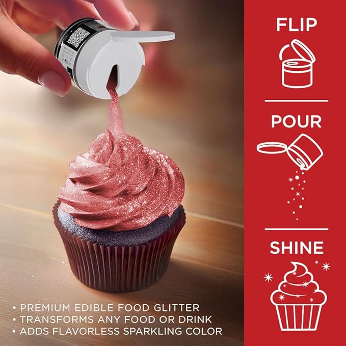 Bakell - Christmas Red Tinker Dust (5g, 1x Jar) Edible Glitter for Food, Desserts, and Beverages!