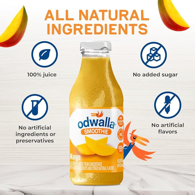 Odwalla Mango Smoothie - Fruit Smoothie Mix Ready to Drink - Juice Blend, No Added Sugar, No