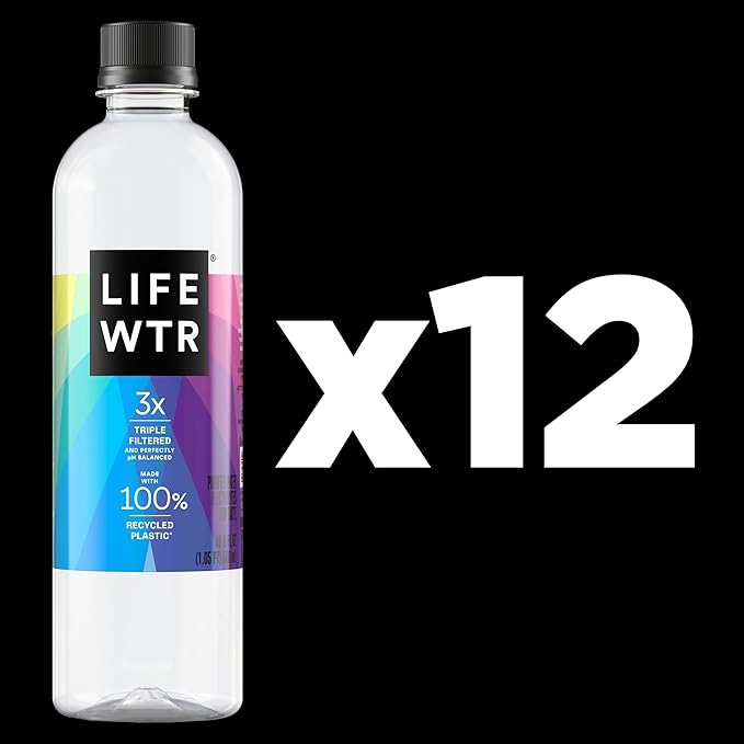 LIFEWTR Premium Purified Water pH Balanced with Electrolytes, 100% recycled plastic bottles, 16.9
