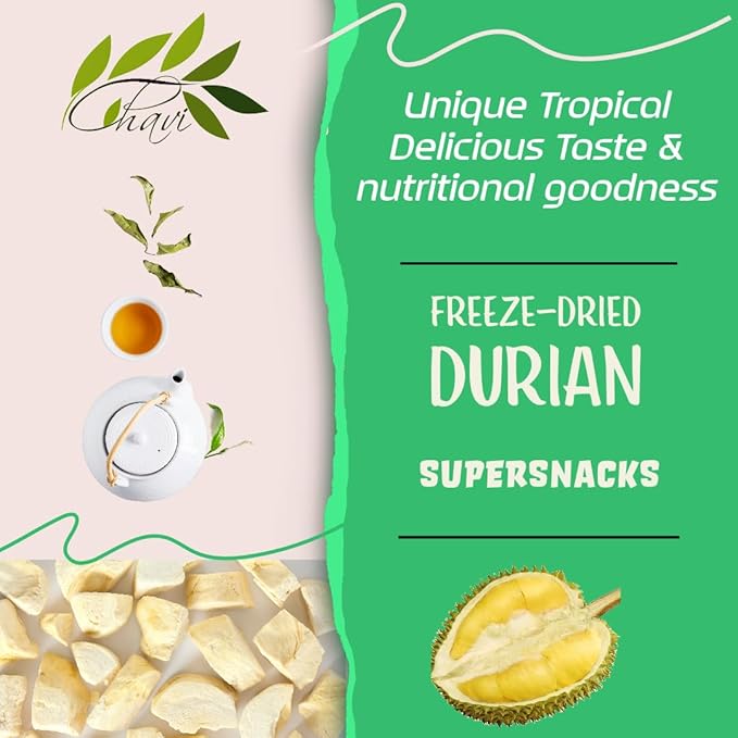 CHAVI Freeze-Dried Durian (King of Fruits) - 2 Oz - Healthy 1 Ingredient Superfood - Family