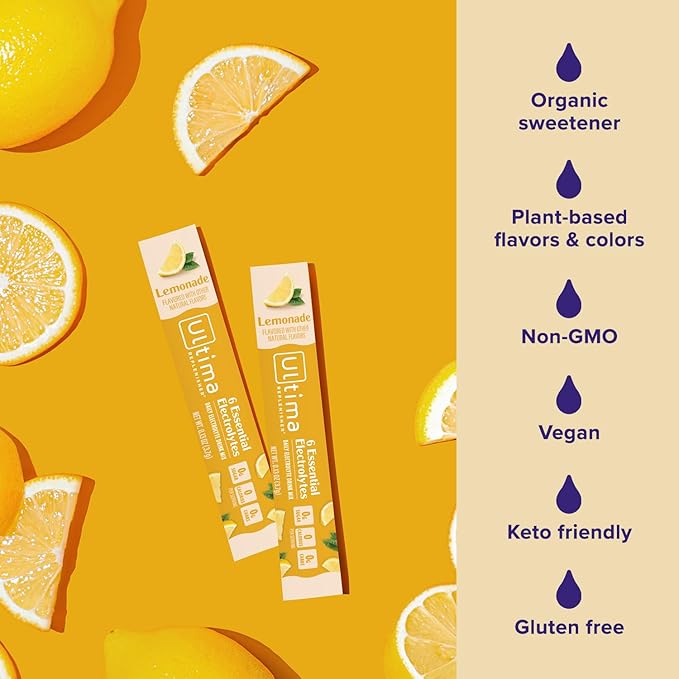 Ultima Replenisher Daily Electrolyte Powder Drink Mix ??Sugar Free ??Lemonade, 20 Stickpacks