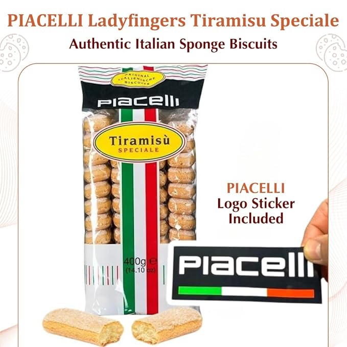 PIACELLI Lady Fingers Cookies with Light, Airy Texture - Tiramisu Cookies Ideal for Classic