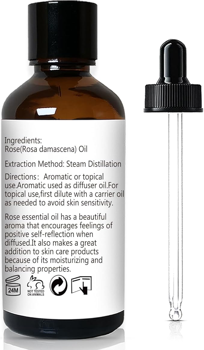Rose Essential Oil, Home Fragrance Scent Oil for Diffuser, Skin, Hair, Candle, Soap, Dryer Balls