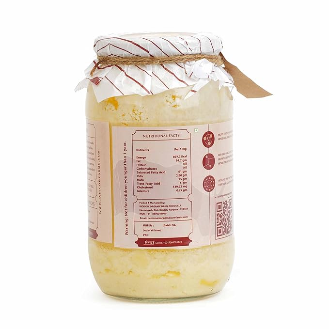 Indicow Murrah Buffalo Desi Ghee | Grass Fed Buffalo| Pure Authentic Vedic (1000ML(33.8oz), Buffalo