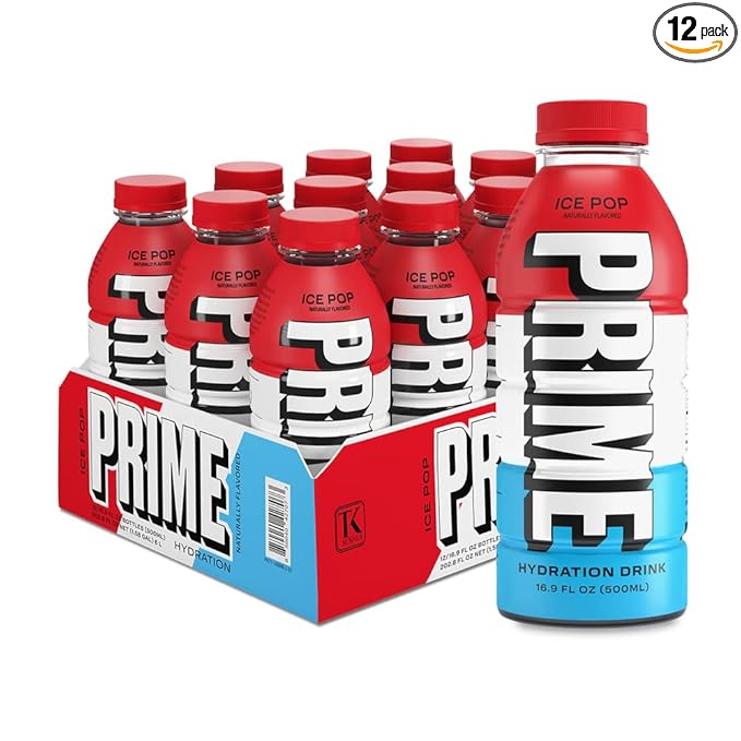 PRIME Hydration ICE POP, Sports Drinks, Electrolyte Enhanced for Replenishing Fluids, 250mg BCAAs