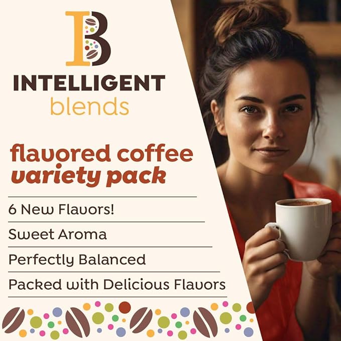Intelligent Blends Flavored Coffee Pods Variety Pack, 80 ct, 6 Assorted Flavors, Recyclable Single