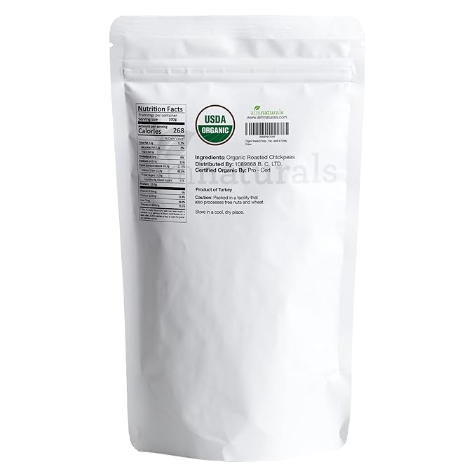Organic Roasted Chickpeas 2 LB- USDA Organic Certified ??Healthy Snack, Lightly Roasted, No Oil, No