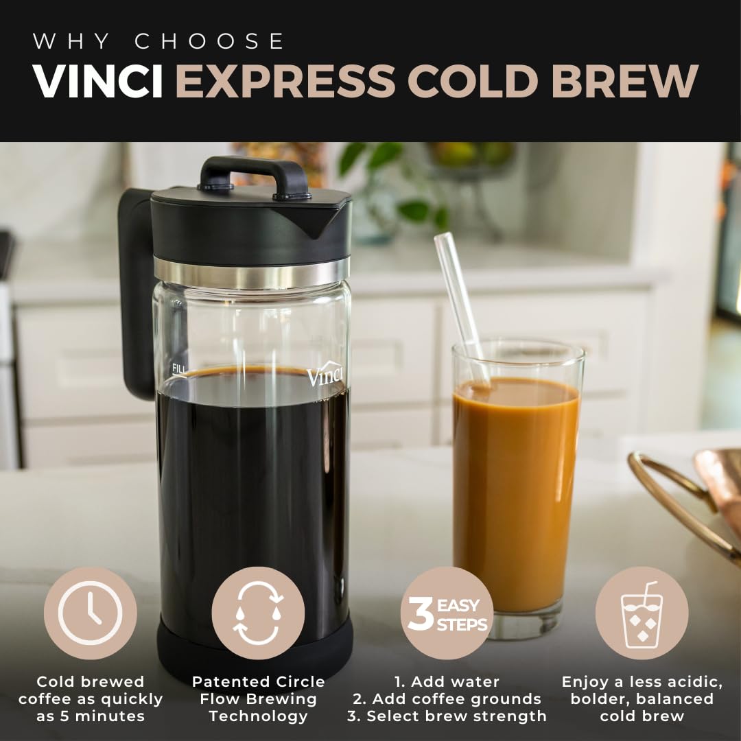 VINCI Express Electric Cold Brew Coffee Maker, 10-Minute Fast Brewer (47oz)