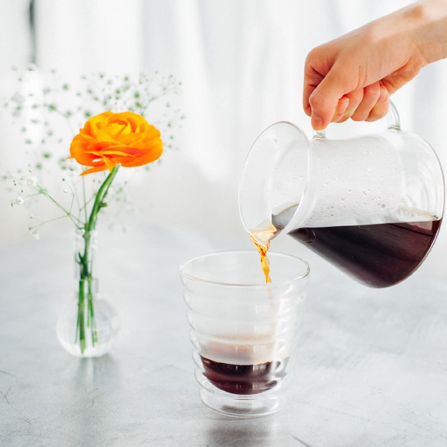 Hario "Simply Hario" V60 Glass Pour Over Coffee Set, Size 02