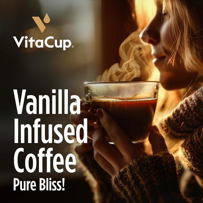 VitaCup Genius Vanilla Keto Coffee Pods w/MCT Oil, Turmeric, B Vitamins, & D3 for Energy & Focus in