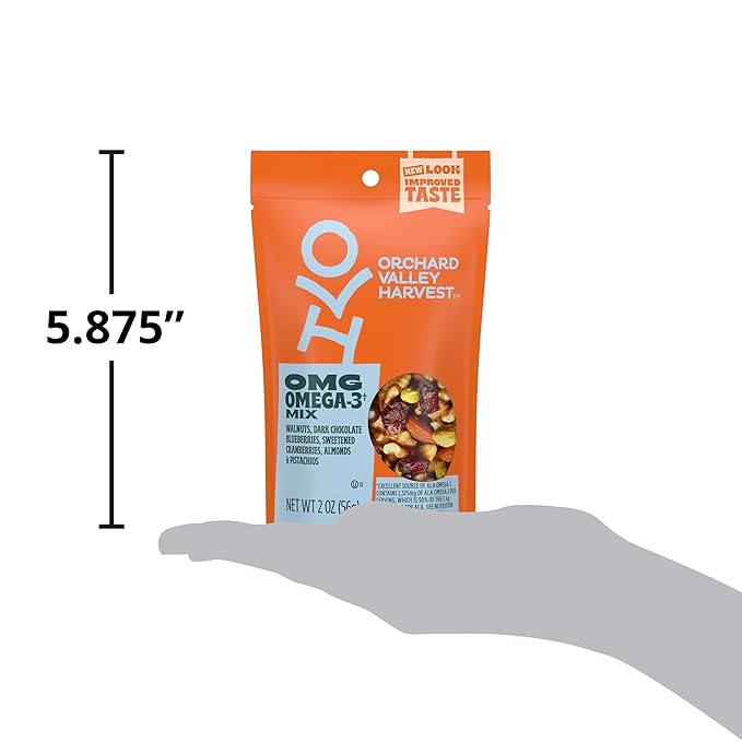 Orchard Valley Harvest OMG Omega-3 Mix, 14 pack (2 oz), Walnuts, Dark Chocolate Blueberries