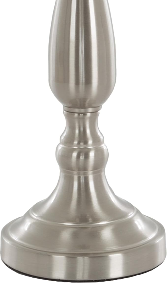 Brushed Steel Table Lamps - Set of 2 Traditional Accent Lights with LED Bulbs - Home Décor for