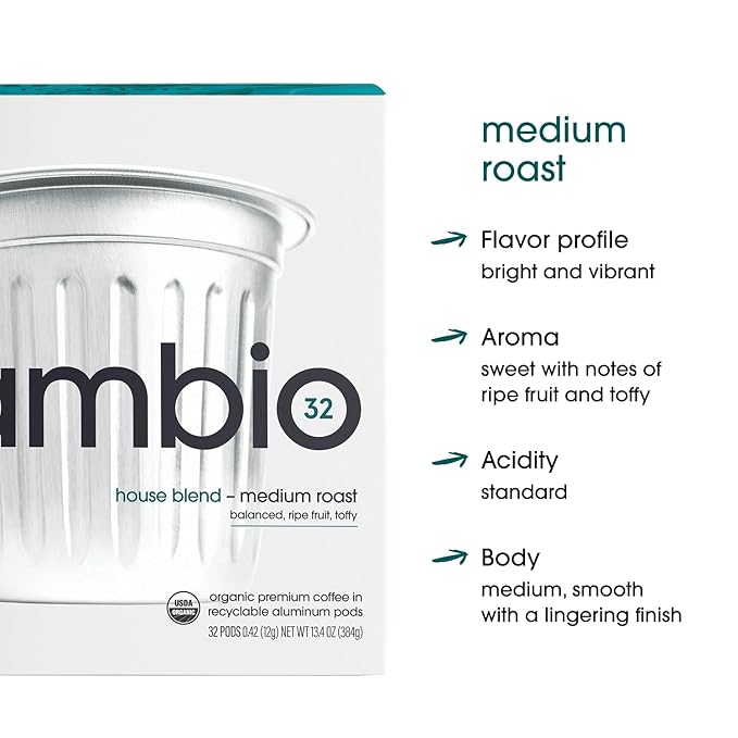 Cambio Roasters House Blend Coffee Pods - New Aluminum Pods, Organic Coffee K Cups, Medium Roast K