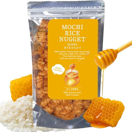 Mochi Rice Nuggets ??Japanese Honey Glazed Crackers, Sweet & Crispy Snack, 140g (4.9oz) NON-GMO