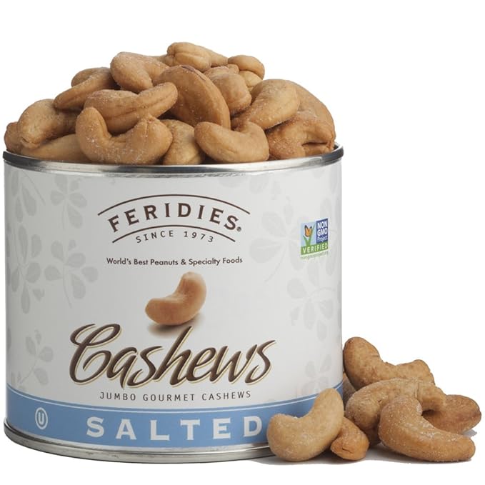 FERIDIES Gourmet Whole Salted Cashews, Rich Flavor Plump Size, Non-Gmo, Ou Kosher Certified - 9 Oz