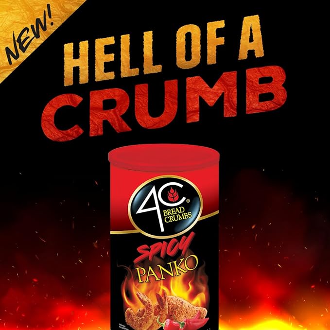 4C Premium Spicy Bread Crumbs, Spicy Panko Plain 1 Pack, Flavorful Crispy Crunchy, Value Pack (8