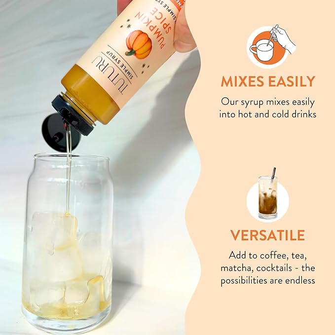 Pumpkin Spice Agave Simple Syrup for Coffee, Cocktails, Matcha - Sweetened with Agave Nectar