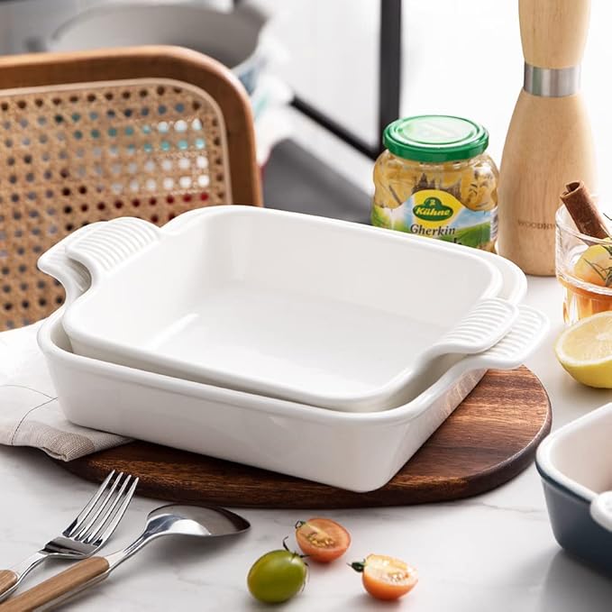 Sweejar Ceramic Baking Dish, 9 x 9 Cake Baking Pan for Brownie, Porcelain Square Bakeware with