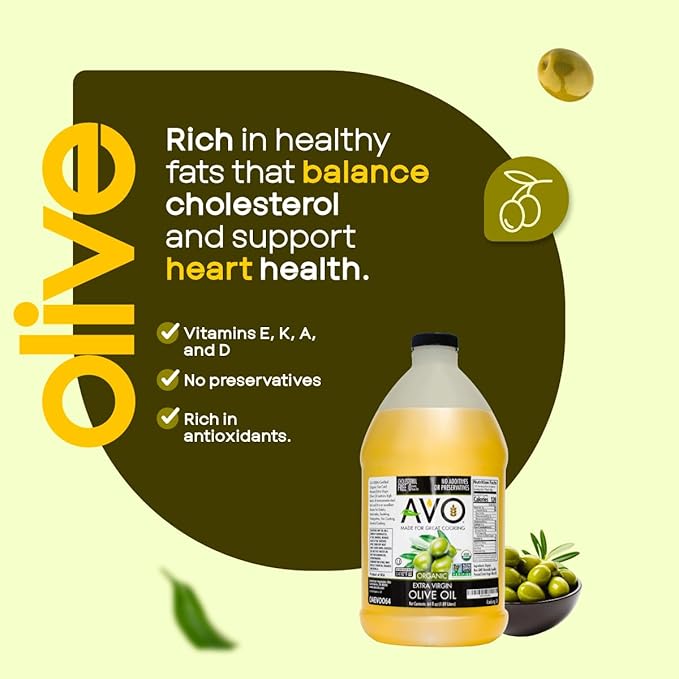AVO ORGANIC EXTRA VIRGIN OLIVE Oil, 64 Fl-oz (Half Gallon) NO preservatives added