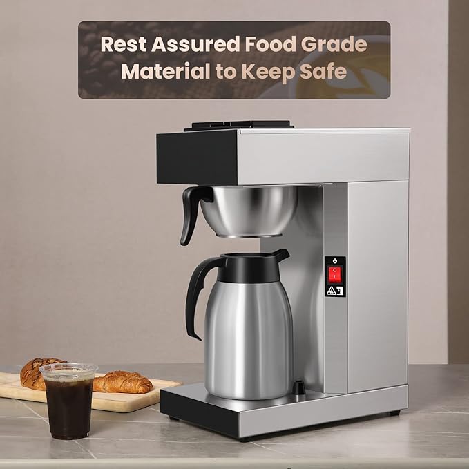 SYBO Commercial Coffee Makers 12 Cup, Drip Coffee Maker Brewer with 74Oz thermal carafe, Stainless