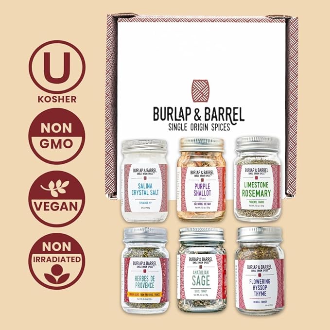 Burlap & Barrel Herbs & Salt 6-Pack Gift Set- As Seen on Shark Tank! Make Your Own Spice Blend
