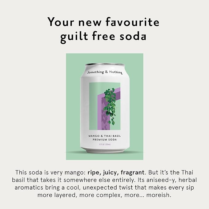 Something & Nothing Mango & Thai Basil Flavored Sparkling Water | Lightly Carbonated & Full of
