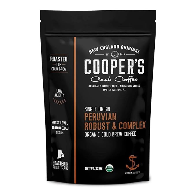 Organic Cold Brew Coffee Peru Reserve Single Origin Peruvian Coarsely Whole Bean - 2 lb. Bag