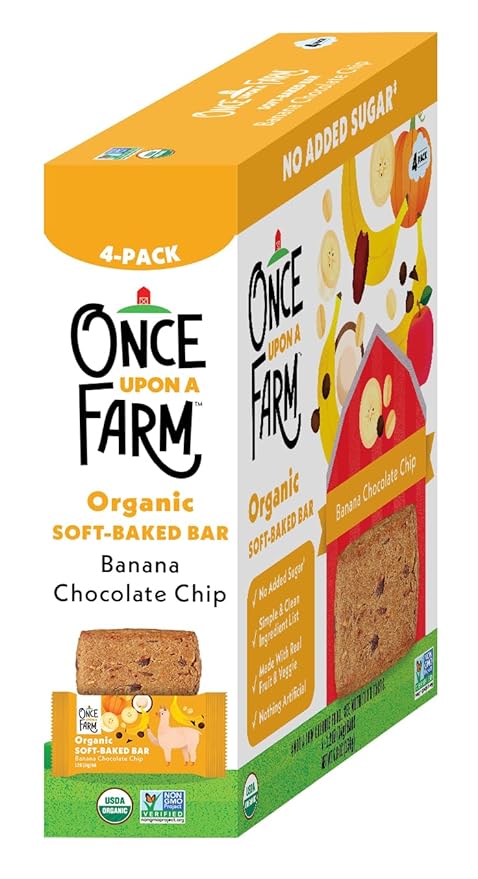 Once Upon a Farm | Organic Banana Chocolate Chip Soft Baked Bar | Chocolate, Banana, Vanilla & Oats