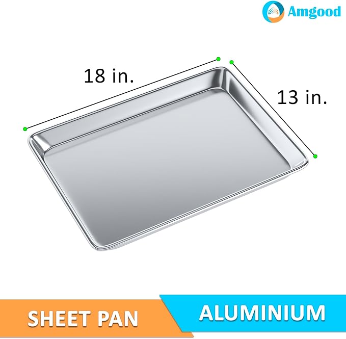 Pack of 12 | Size 13 in. x 18 in. Half Size Aluminum Bun. / Sheet Pan | Ideal for baking, roasting