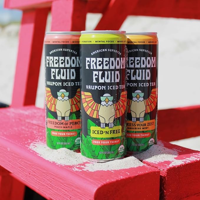 Freedom Fluid Yaupon Iced Tea – Refreshing & Slightly Sweet Organic Yaupon Tea – Variety 12 Pack