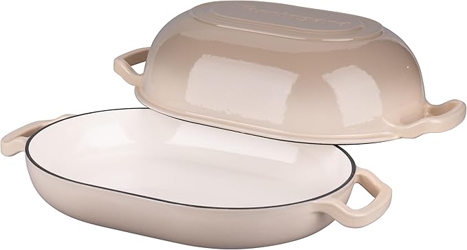 Enameled Cast Iron Sourdough Bread Oven, Dutch Oven, Loaf Cast Iron Bread Pan for Homemade Bread