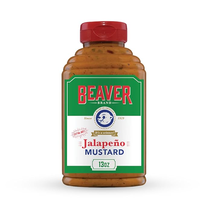 Beaver Extra Hot Jalapeno Mustard, 13 oz squeeze bottle