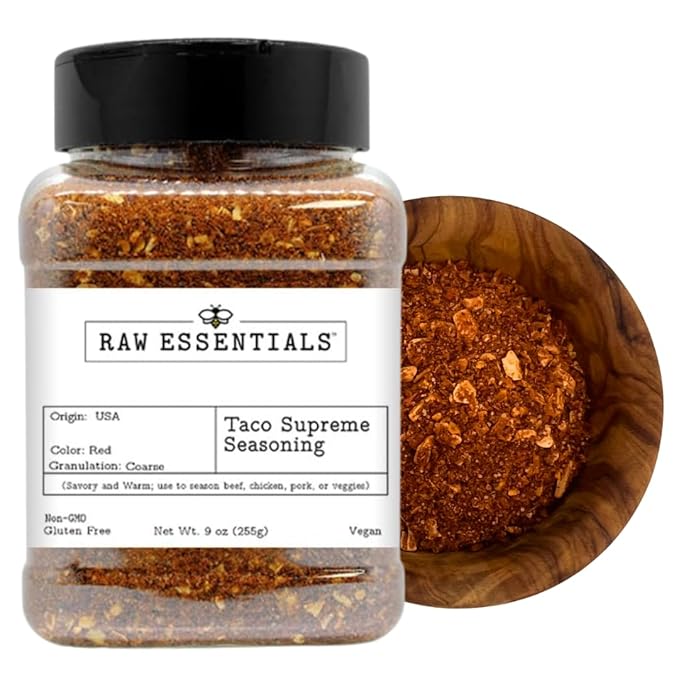 Raw Essentials Taco Supreme Seasoning - Bold, Zesty and Savory Flavor - Use to Season Beef