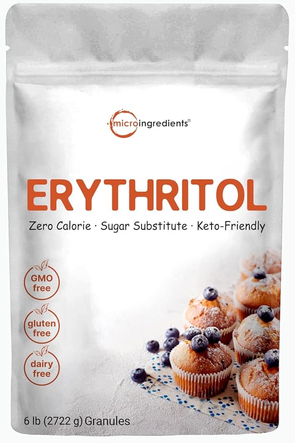 Erythritol Granules, 6 Pounds (96 Ounce), 1:1 Sugar Substitute, No After Taste, 0 Calorie, Natural