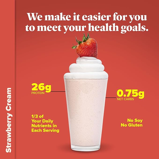 Keto Chow Strawberry Cream - Keto Meal Replacement Shake Powder - Nutritionally Complete - Low Carb