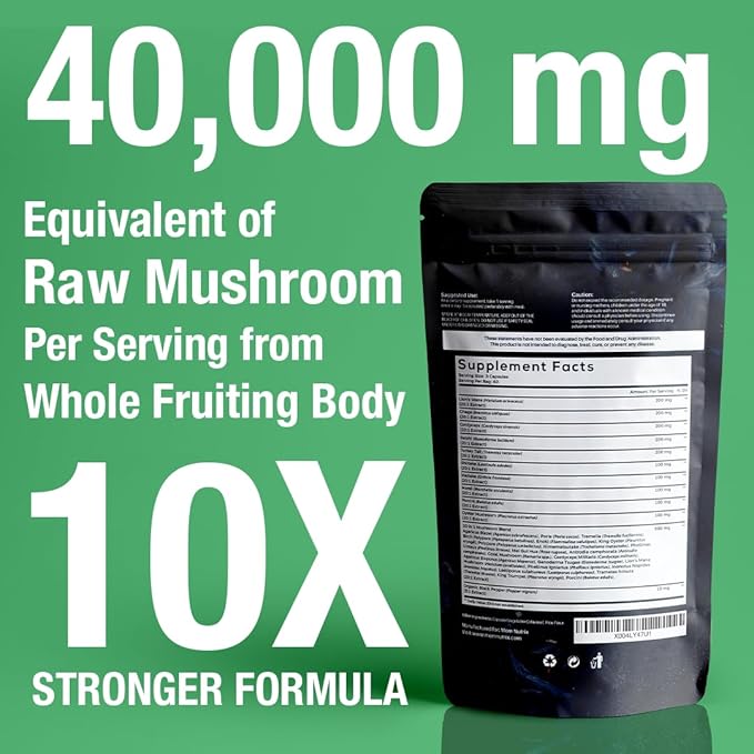 30 in 1 Ultimate Mushroom Supplement - 180 Mushroom Capsules, Organic - Lion?™s Mane, Cordyceps