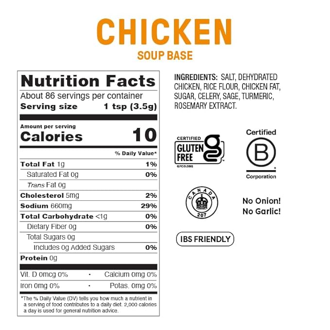 Fody Foods Chicken Soup Base & Seasoning, 10.6 Oz, Ready to Use, Garlic and Onion Free, Low FODMAP