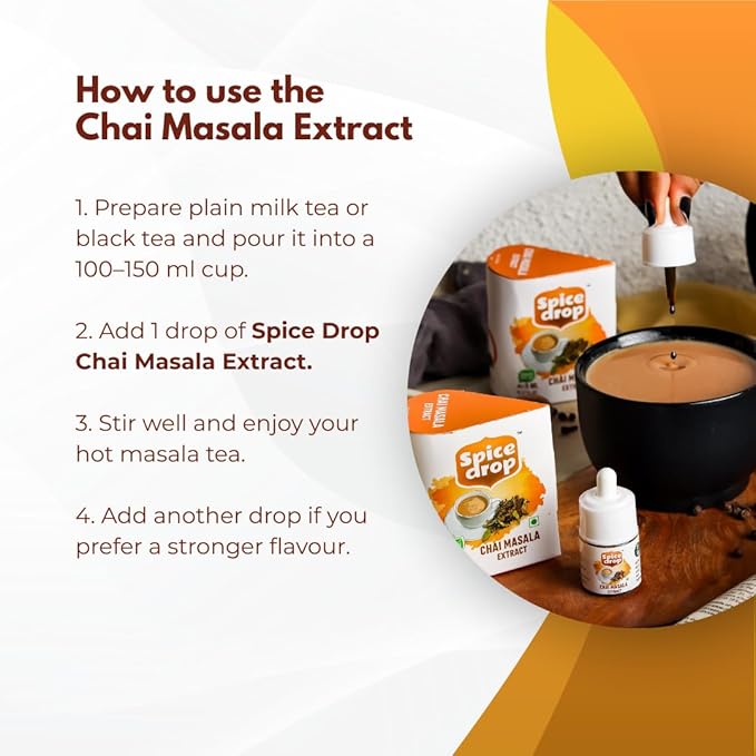 Spice Drop Chai Masala Extract - Tea, Coffee, Latte - Premium Quality & Rich Aroma, Authentic
