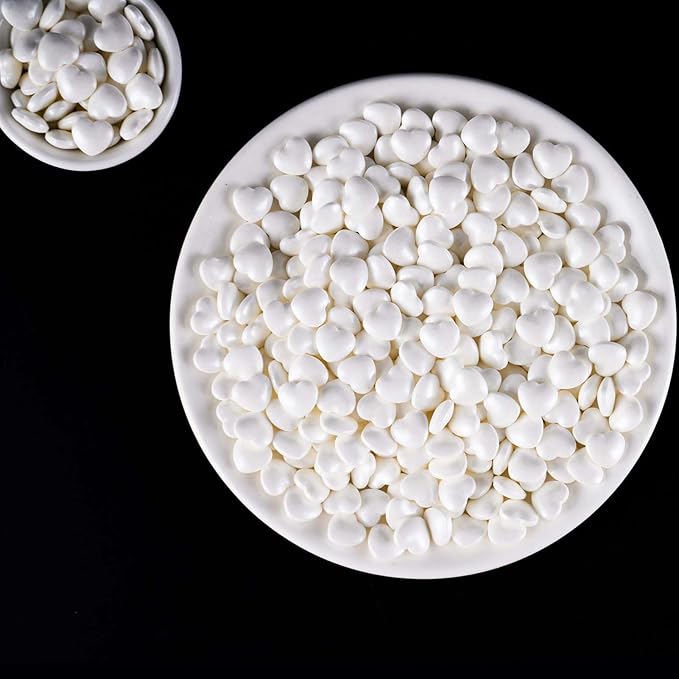 Kasvan White Heart Shapes Sprinkles - Edible Candy Pearls 130g/4.58 Oz, Mix Size, Baking Cake