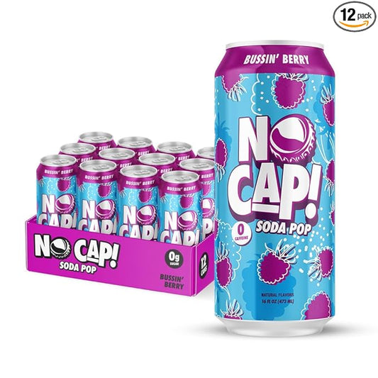 No Cap! Healthy Soda Pop Drinks, Zero Sugar, Zero Calorie, Natural Flavors, Caffeine Free, 16 Oz