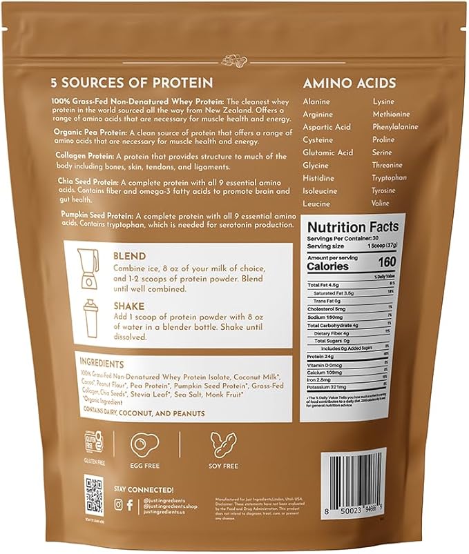 Roasted Peanut Butter Chocolate Protein Powder ??30-Serving Blend with 100% Grass-Fed Whey &