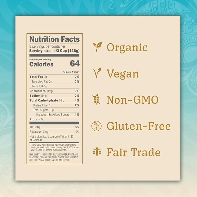 Bhakti Chai Tea Concentrate | Original, Organic Fresh Ginger, Black Tea, Sweetened, Spiced