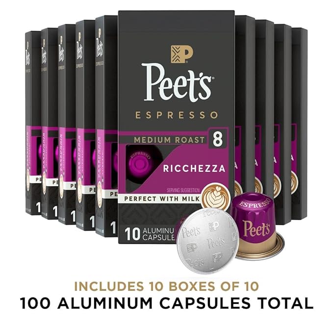 Peet's Coffee, Medium Roast Espresso Capsules, Compatible with Nespresso Original Machine