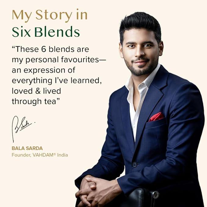 VAHDAM, Assorted Tea Gift Set (6 Varieties, 36 Tea Bags) - Variety Pack - Black, Green, Chai and