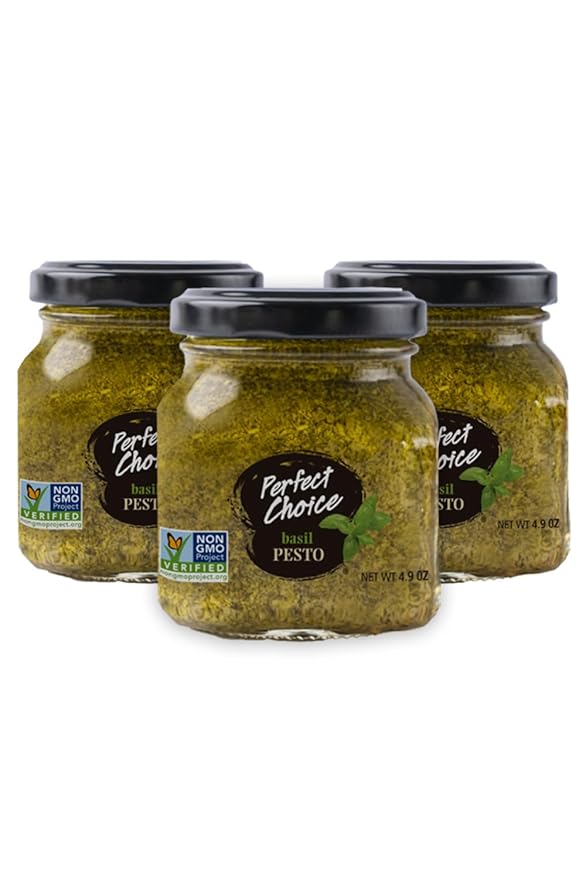 Perfect Choice Basil Pesto - Delicious Pasta Sauce, Pizza Sauce & More - 4.9 oz (Pack of 3)