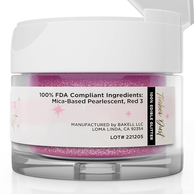 Bakell - Deep Pink Tinker Dust (5g, 1x Jar) Edible Glitter for Food, Desserts, and Beverages!